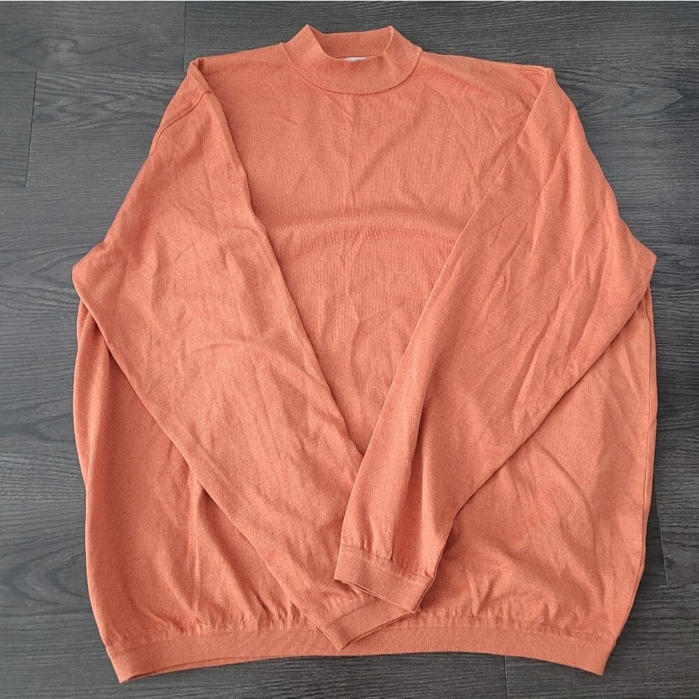 Maus And Hoffman Mock Neck knit Sweater Orange Men's XXL Lightweight Pullover